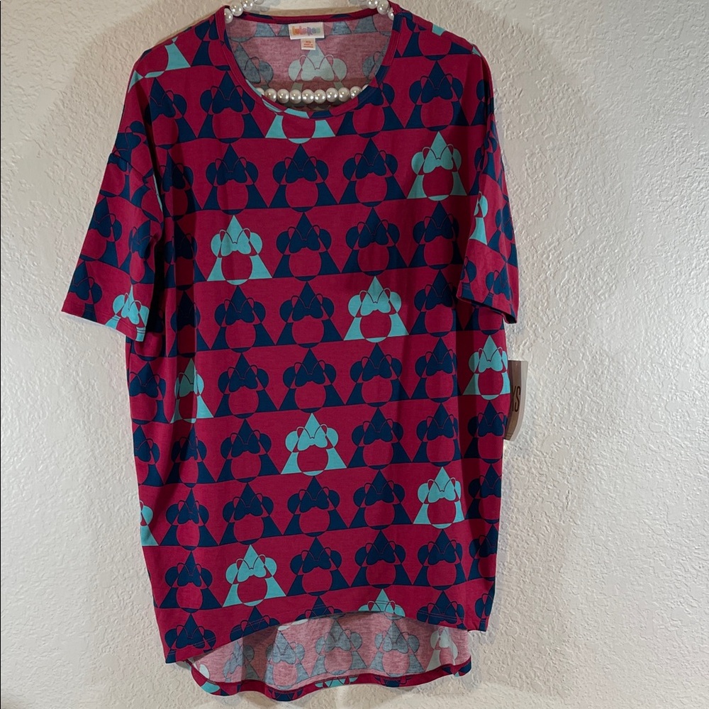 LuLaRoe Disney Irma Minnie Mouse Collection Tunic Shirt Top Plum Size XS NEW